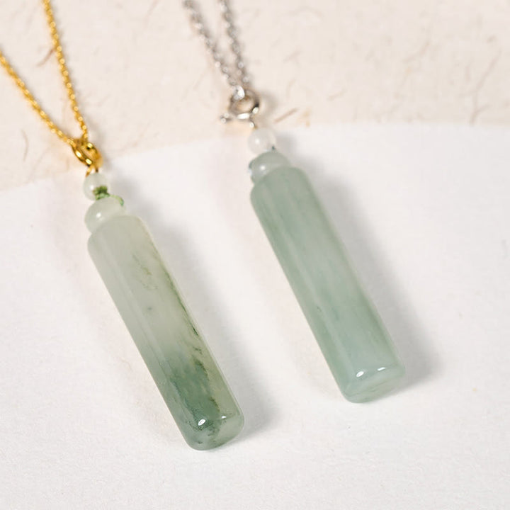 Buddha Stones Cylinder Pattern Jade Luck Necklace Pendant - image 0