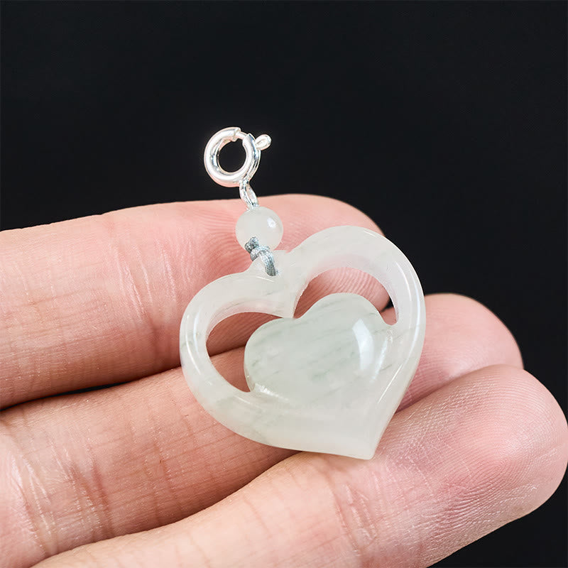 Buddha Stones Hollow Love Heart Jade Abundance Necklace Pendant - image 12