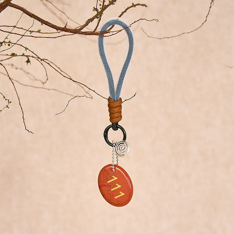 Buddha Stones "Embrace New Beginnings" 111 Angel Number Natural Red Jasper Key Chain Hanging Decoration Includes Gift Message Card - image 5