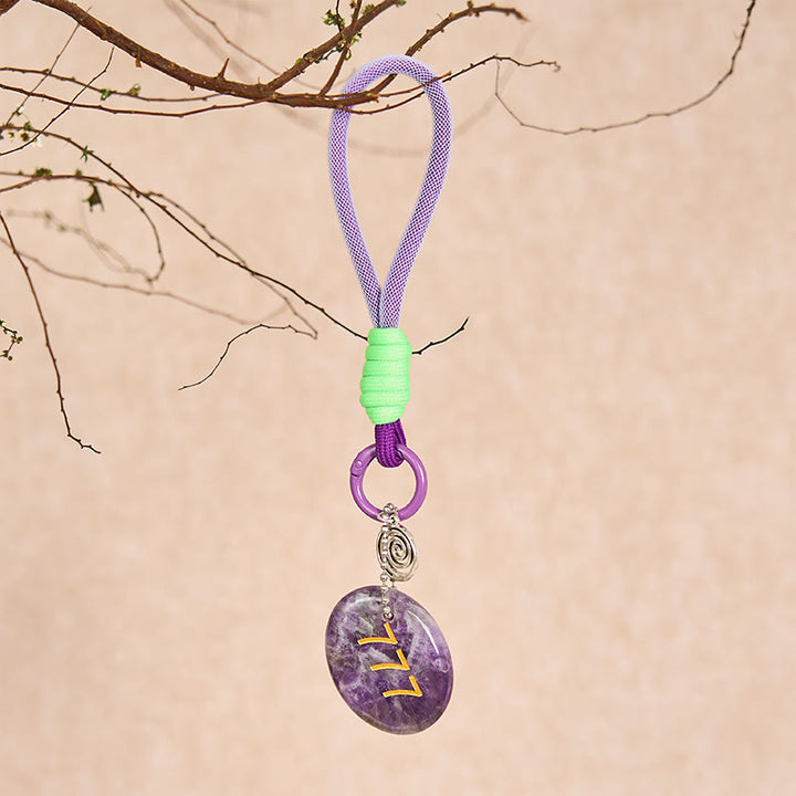 Buddha Stones "Step Into Luck and Wisdom" 777 Angel Number Natural Amethyst Key Chain Hanging Decoration Includes Gift Message Card - image 5
