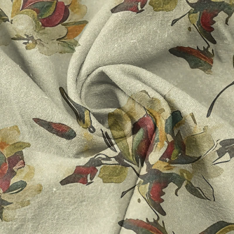 Buddha Stones Cotton Vintage Floral Petals Pattern Men's Short Sleeve Half Button Shirt - image 2