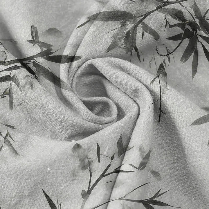 Buddha Stones Cotton Bamboo Ink Pattern Men's Short Sleeve Half Button Shirt - image 2