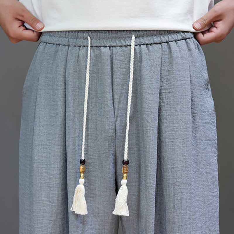 Buddha Stones Summer Minimalist Solid Men's Elastic Waist Tapered Pants With Pockets - image 18