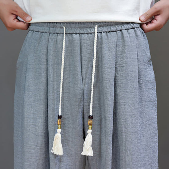Buddha Stones Summer Minimalist Solid Men's Elastic Waist Tapered Pants With Pockets - image 18