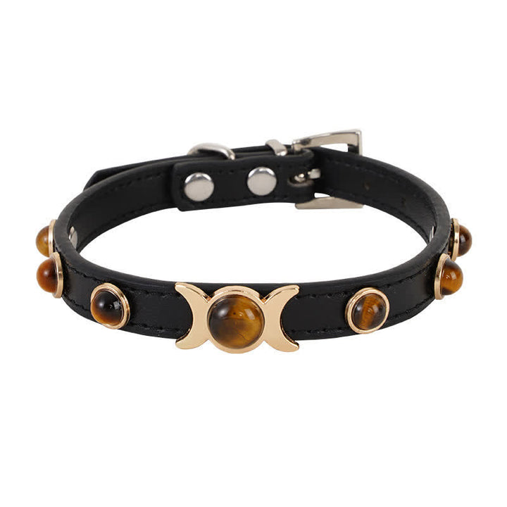 Buddha Stones Tiger Eye Leather Courage Adjustable Cats Dogs Pet Collar - image 7