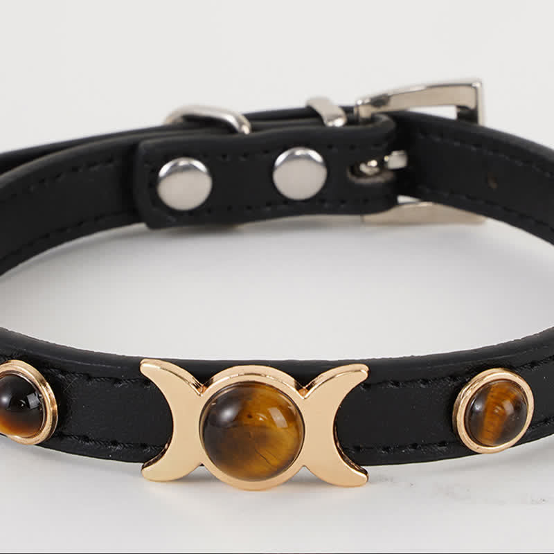 Buddha Stones Tiger Eye Leather Courage Adjustable Cats Dogs Pet Collar - image 8