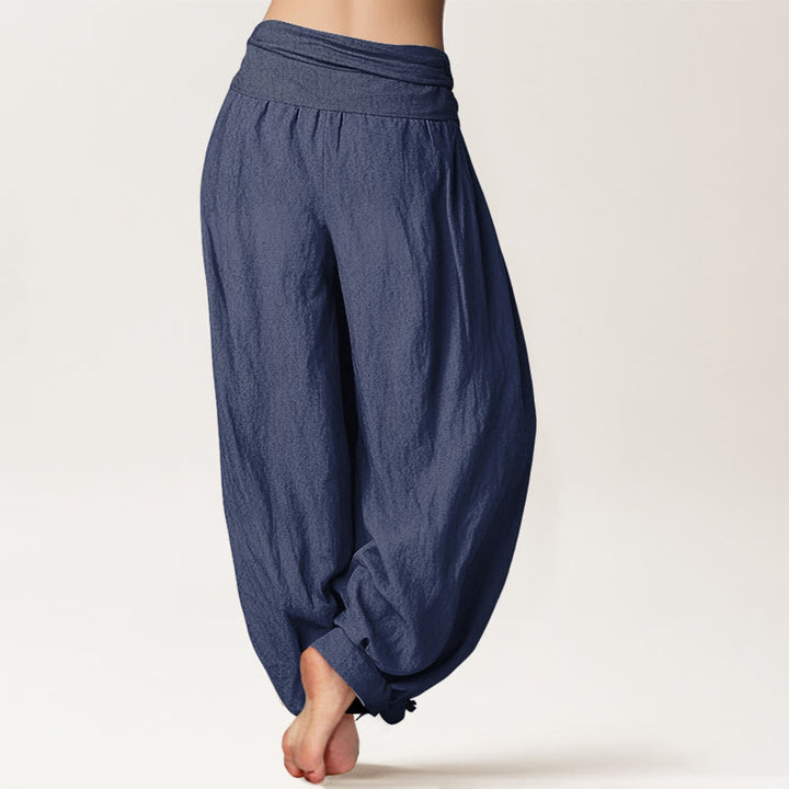 Buddha Stones Pure Cotton Gold Sun Moon Phases Pattern Women's Elastic Waist Harem Pants - image 10