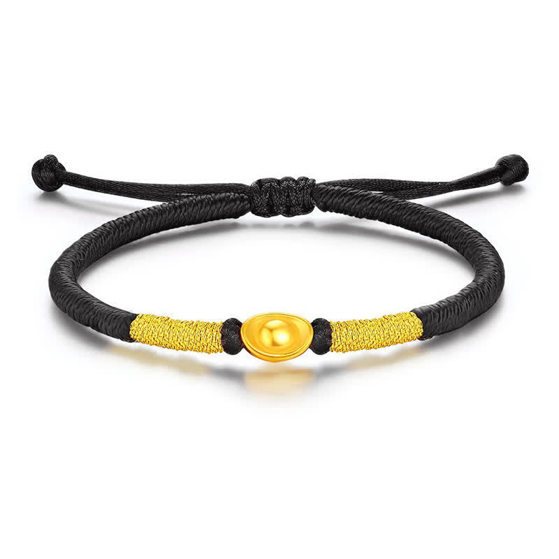 Buddha Stones Yuanbao Red String Braided Luck Bracelet - Black String(Wrist Circumference:15-29cm) - image 6