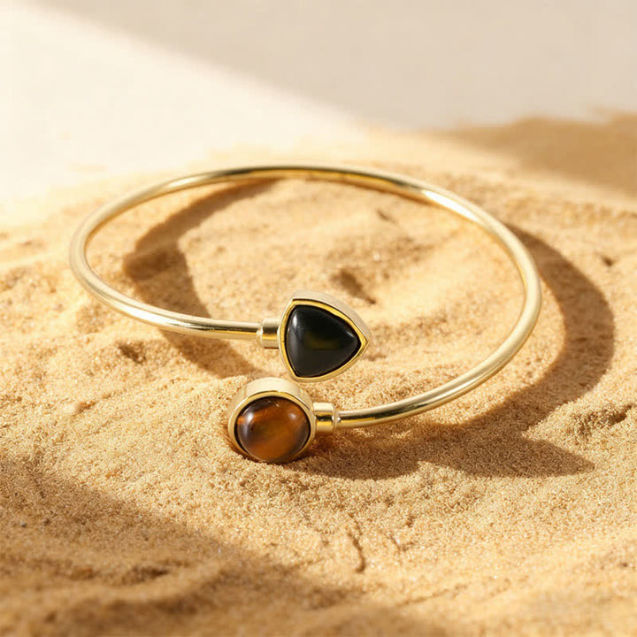 Buddha Stones Amazonite Various Crystals Positive Open Adjustable Cuff Bracelet - Natural Tiger Eye Black Obsidian(Color May Vary) - image 27