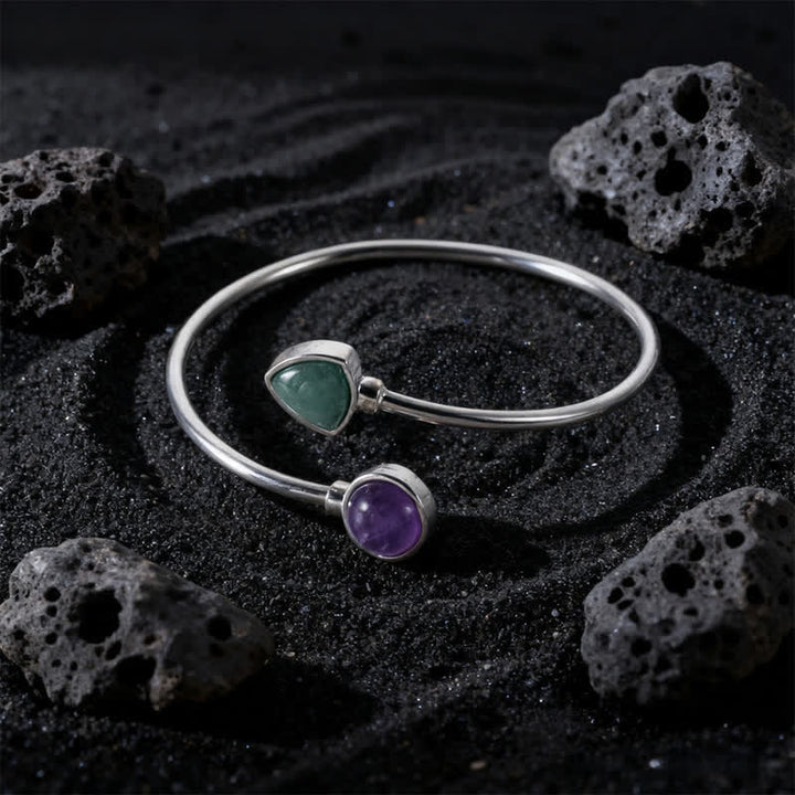 Buddha Stones Amazonite Various Crystals Positive Open Adjustable Cuff Bracelet - Natural Amethyst Green Aventurine(Color May Vary) - image 16