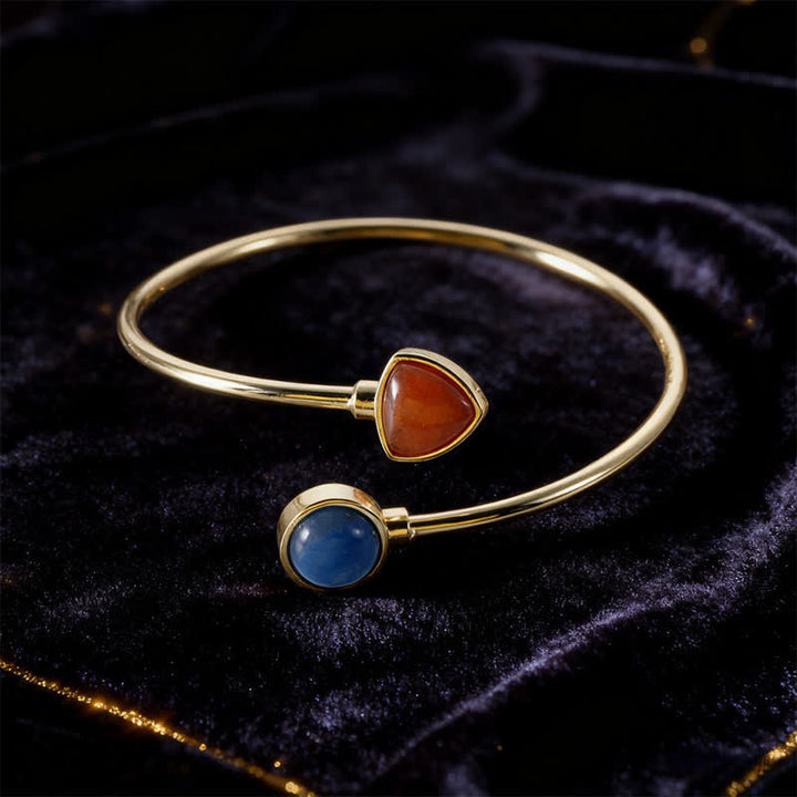 Buddha Stones Amazonite Various Crystals Positive Open Adjustable Cuff Bracelet - Natural Blue Aventurine Red Aventurine(Color May Vary) - image 25