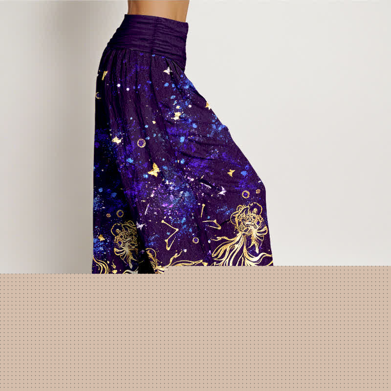 Buddha Stones Pure Cotton Celestial Galaxy Butterfly Pattern Women's Elastic Waist Harem Pants - image 10