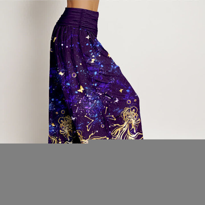 Buddha Stones Pure Cotton Celestial Galaxy Butterfly Pattern Women's Elastic Waist Harem Pants - image 10