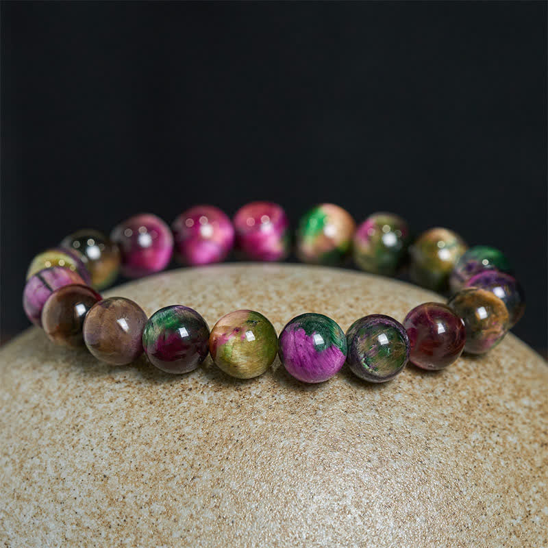 Buddha Stones Red Tiger Eye Colorful Bead Protection Bracelet - image 3