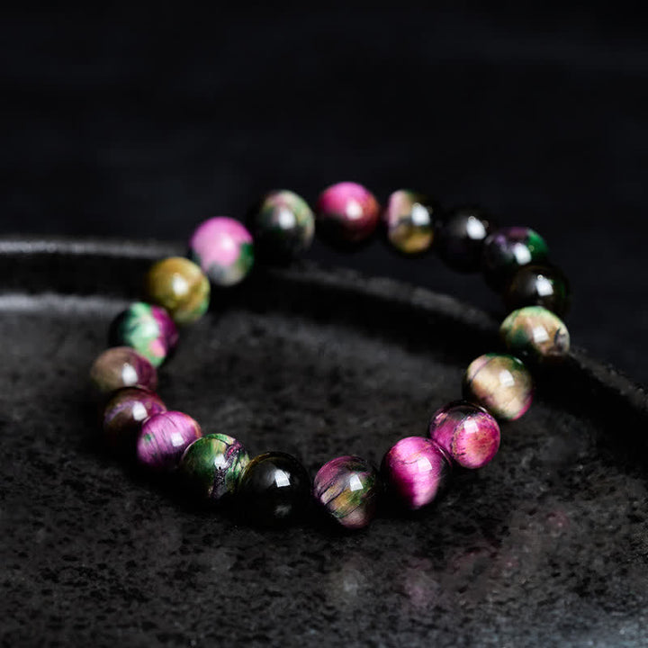Buddha Stones Red Tiger Eye Colorful Bead Protection Bracelet - image 2