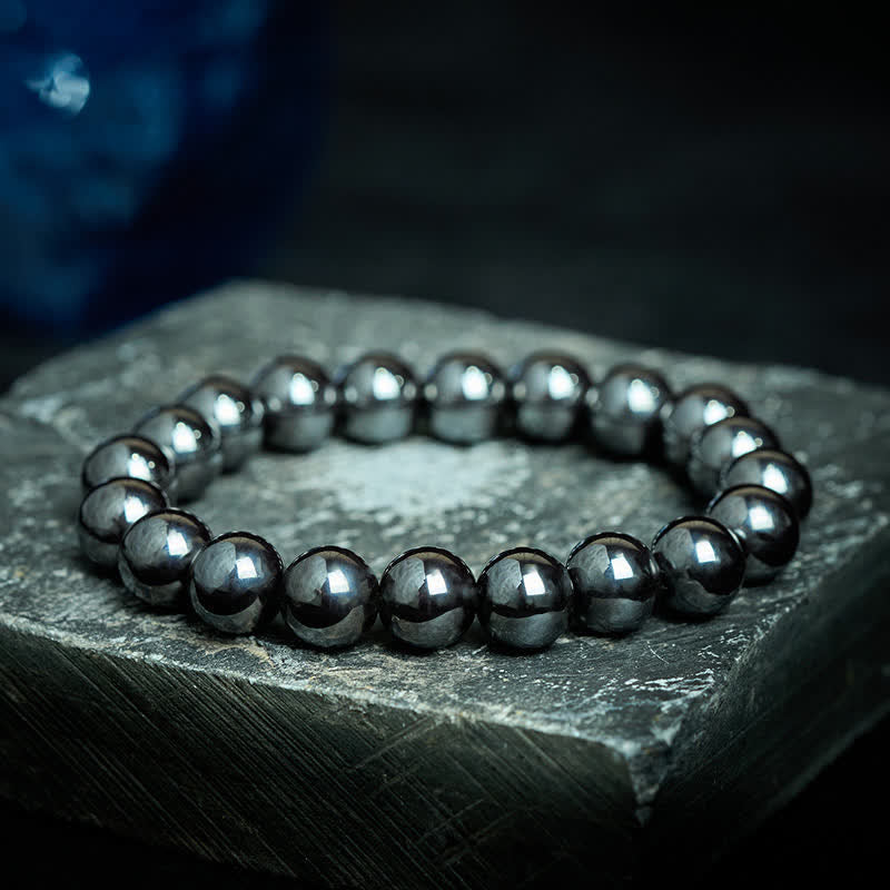 Buddha Stones Natural Hematite Bead Powerful Bracelet - 10mm Hematite(Wrist Circumference: 16-17cm) - image 0