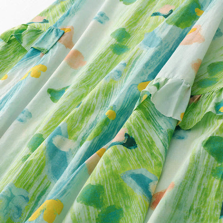 Buddha Stones Summer Washed Watercolor Floral Print Women's Sleeveless Dress - image 10