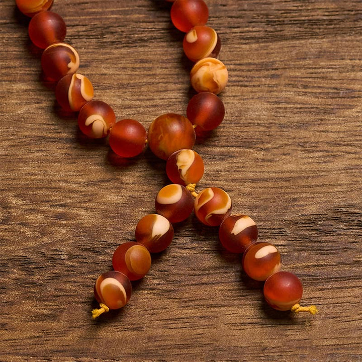 Buddha Stones 108 Tibetan Amber Round Beads Clear Anxiety Mala - image 3