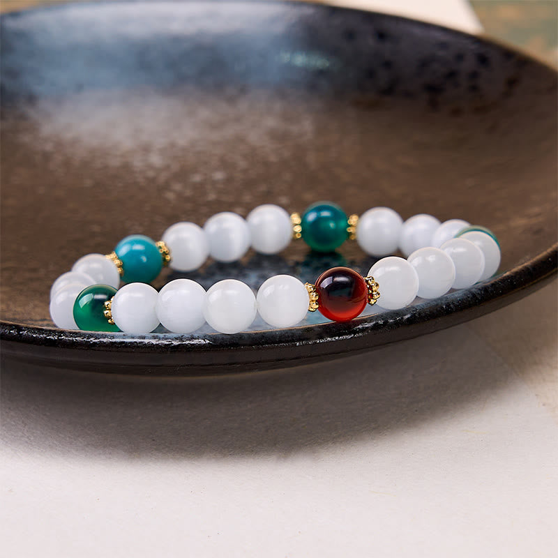 Buddha Stones White Cat's Eye Colorful Candy Agate Abundance Bracelet - image 10
