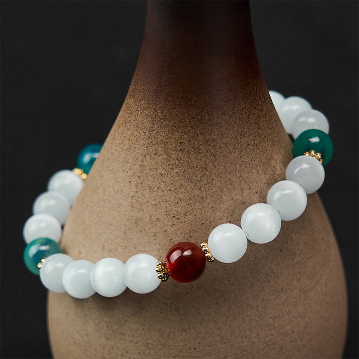 Buddha Stones White Cat's Eye Colorful Candy Agate Abundance Bracelet - image 12