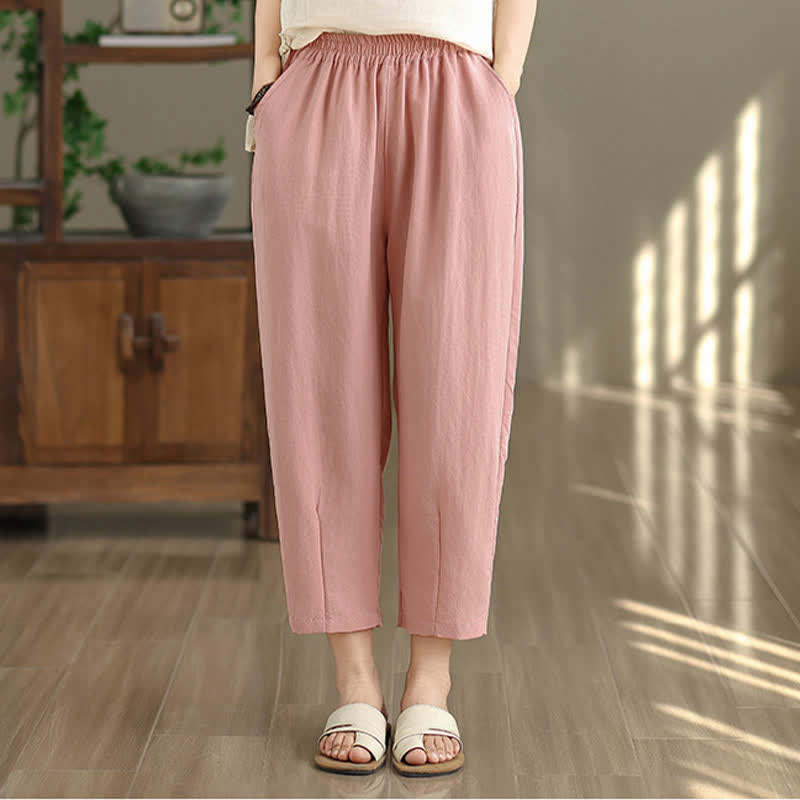 Buddha Stones Summer Casual Solid Women's Tapered Pants With Pockets - image 20