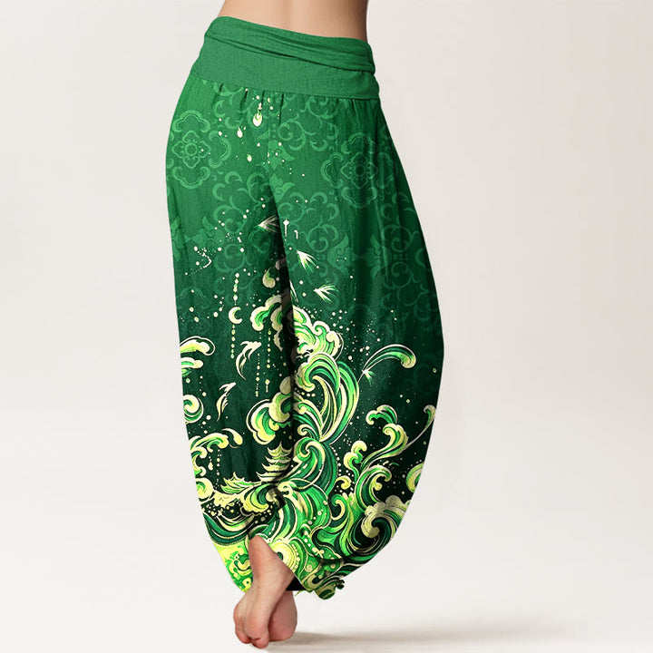 Buddha Stones Pure Cotton Ocean Wave Gradient Pattern Women's Elastic Waist Harem Pants - image 7