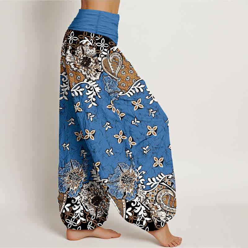 Buddha Stones Pure Cotton Bohemian Paisley Floral Pattern Women's Elastic Waist Harem Pants - image 2