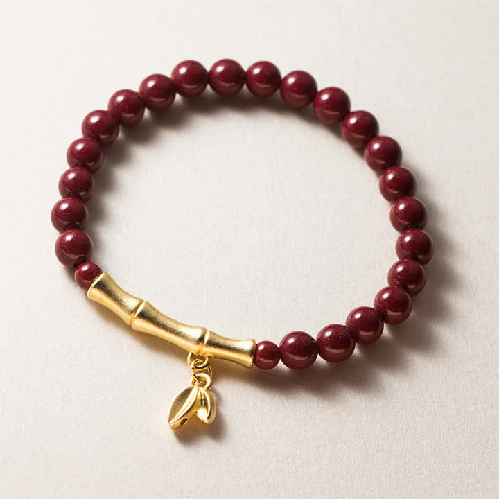 Buddha Stones Cinnabar 999 Sterling Silver Bamboo Blessing Bracelet - Cinnabar(Wrist Circumference:14–15 cm) - image 0