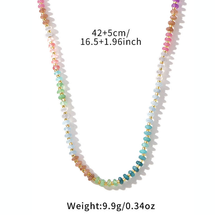 Buddha Stones Natural Aquamarine Clear Quartz Topaz Gradient Bead Healing Necklace - image 2