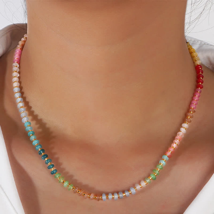 Buddha Stones Natural Aquamarine Clear Quartz Topaz Gradient Bead Healing Necklace - Clarity♥Fortune - image 0
