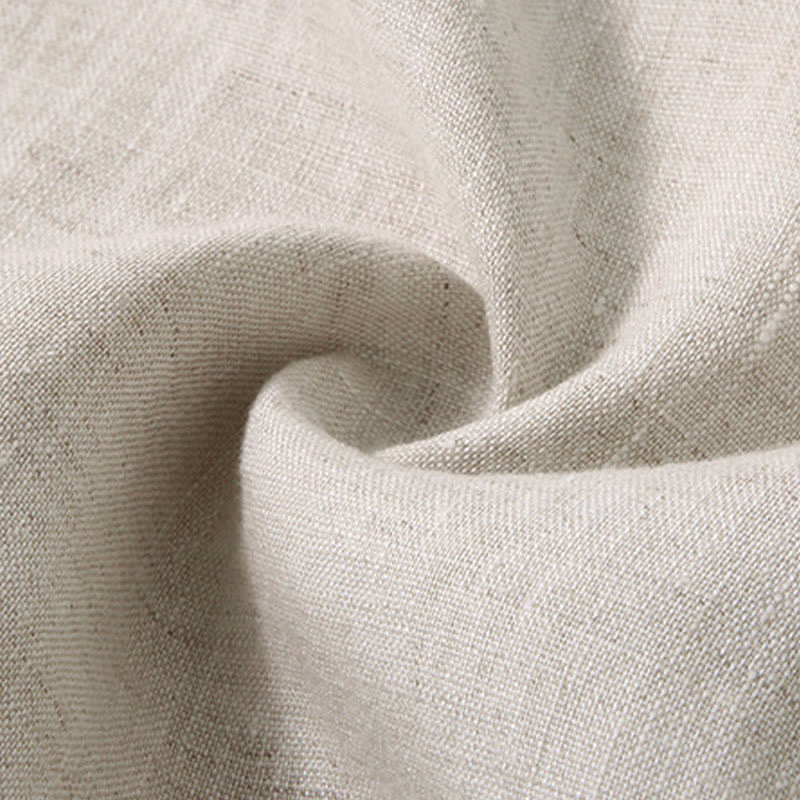 Buddha Stones Summer Minimalist Button-Up Side Slit Solid Linen Men's Short Sleeve Shirt - image 6