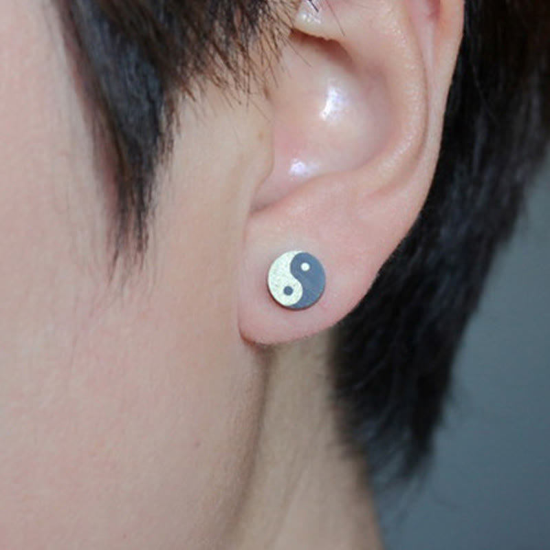 Buddha Stones Ebony Wood Yin Yang Balance Stud Earrings - image 7