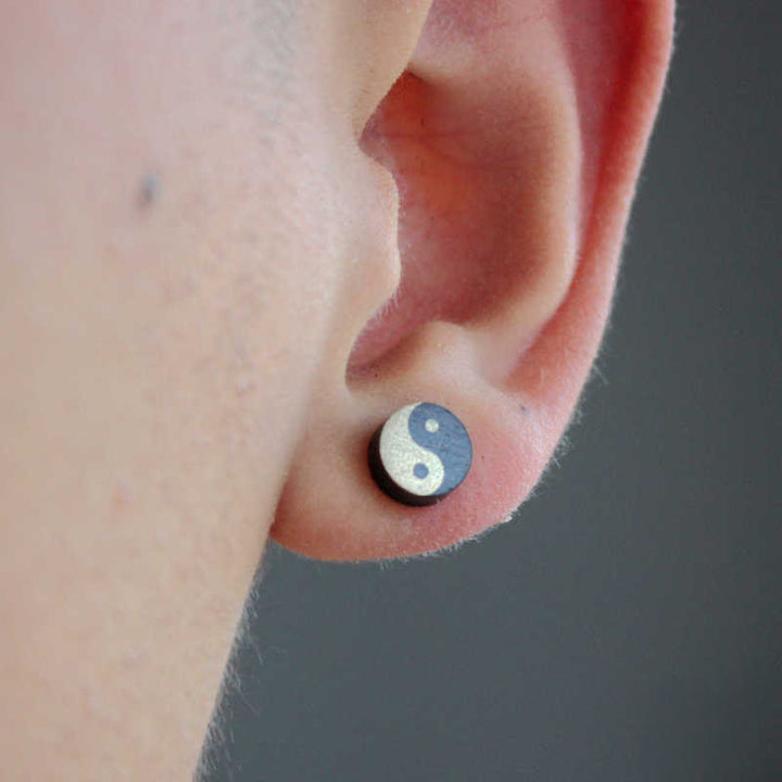 Buddha Stones Ebony Wood Yin Yang Balance Stud Earrings - image 4