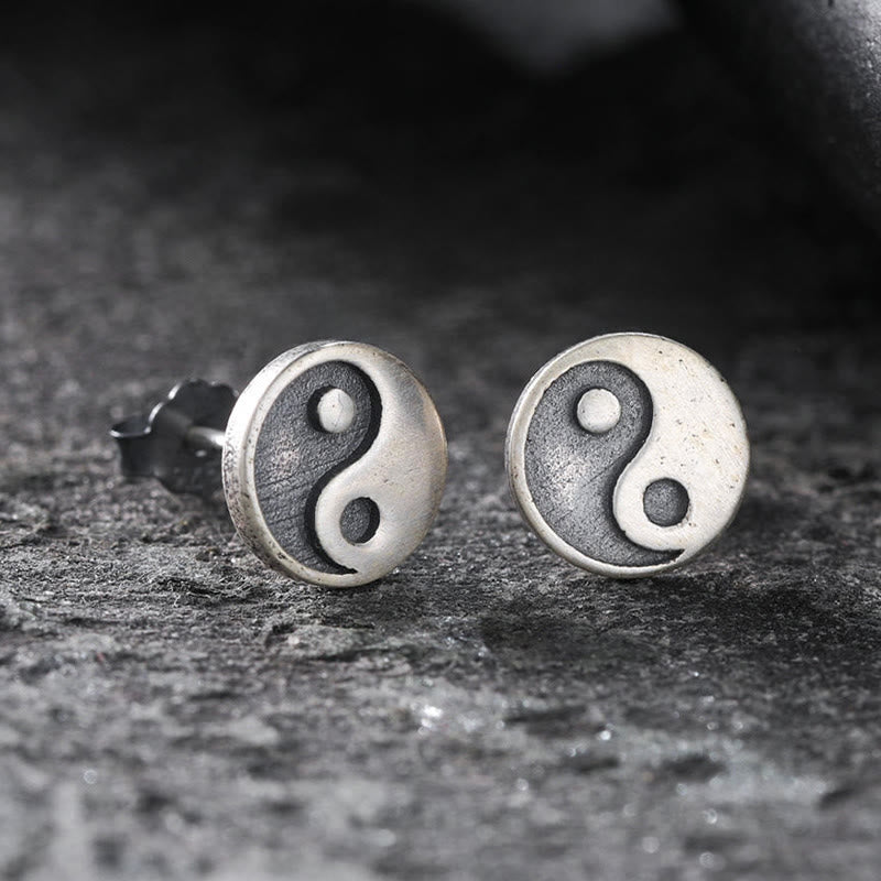 Buddha Stones 925 Sterling Silver Yin Yang Balance One Stud Earring - ONLY One Earring(925 Sterling Silver Posts) - image 0