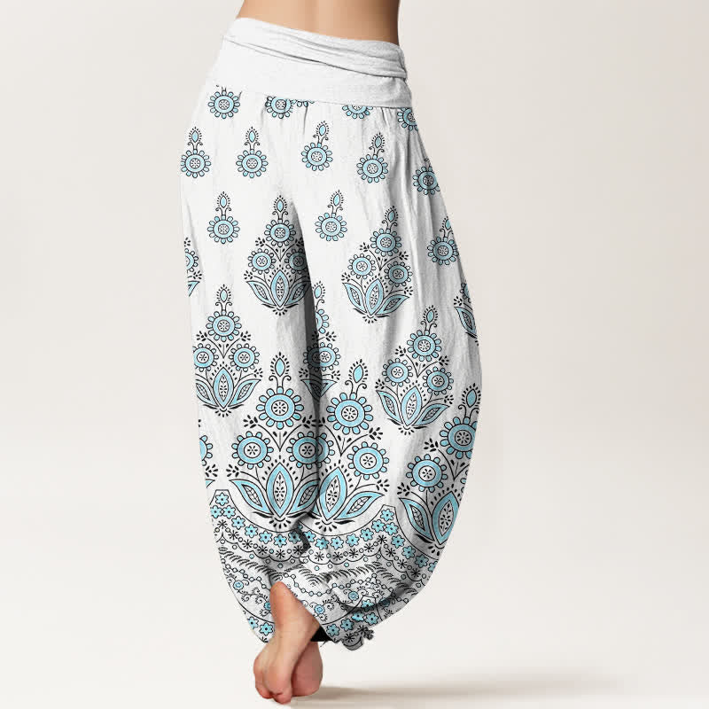 Buddha Stones Pure Cotton Mandala Floral Pattern Women's Elastic Waist Harem Pants - image 2
