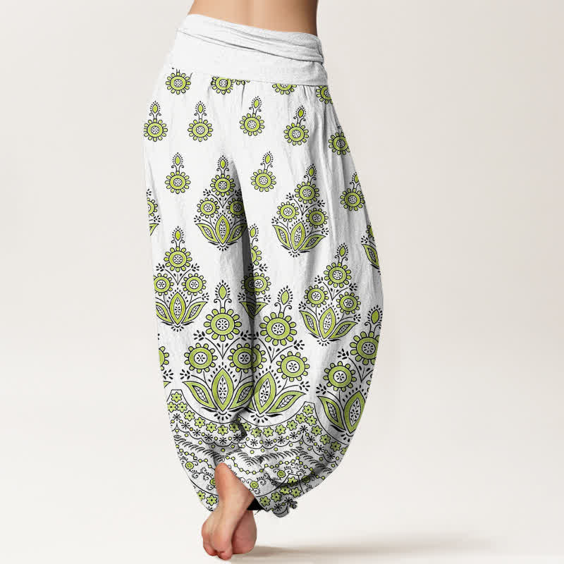 Buddha Stones Pure Cotton Mandala Floral Pattern Women's Elastic Waist Harem Pants - image 8