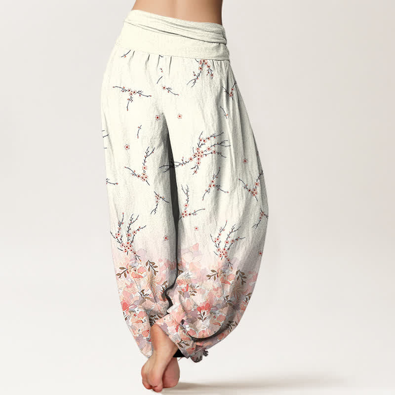 Buddha Stones Cotton Boho Ditsy Branch Floral Pattern Women's Elastic Waist Harem Pants - image 5