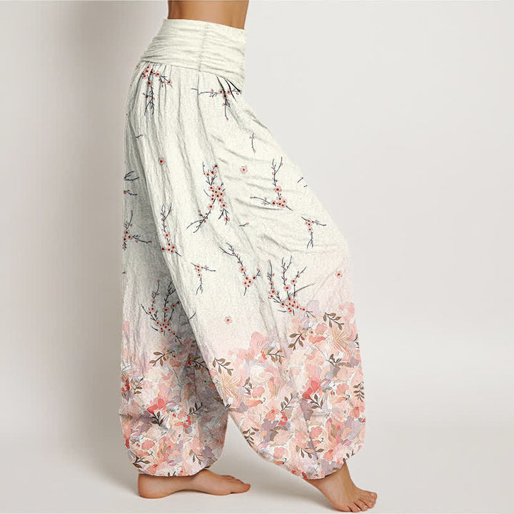 Buddha Stones Cotton Boho Ditsy Branch Floral Pattern Women's Elastic Waist Harem Pants - image 4