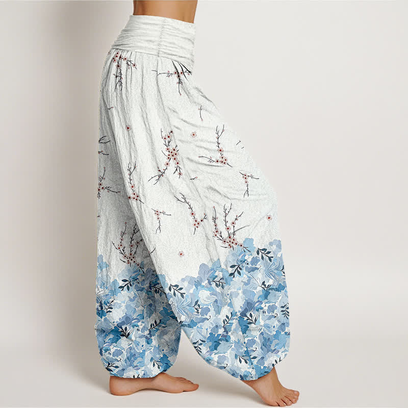 Buddha Stones Cotton Boho Ditsy Branch Floral Pattern Women's Elastic Waist Harem Pants - image 7