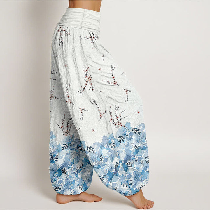 Buddha Stones Cotton Boho Ditsy Branch Floral Pattern Women's Elastic Waist Harem Pants - image 7