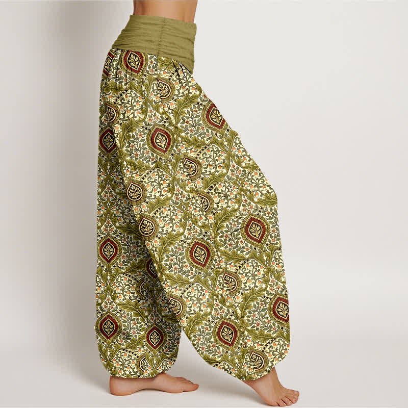 Buddha Stones Pure Cotton Paisley Diamond Pattern Women's Elastic Waist Harem Pants - image 1