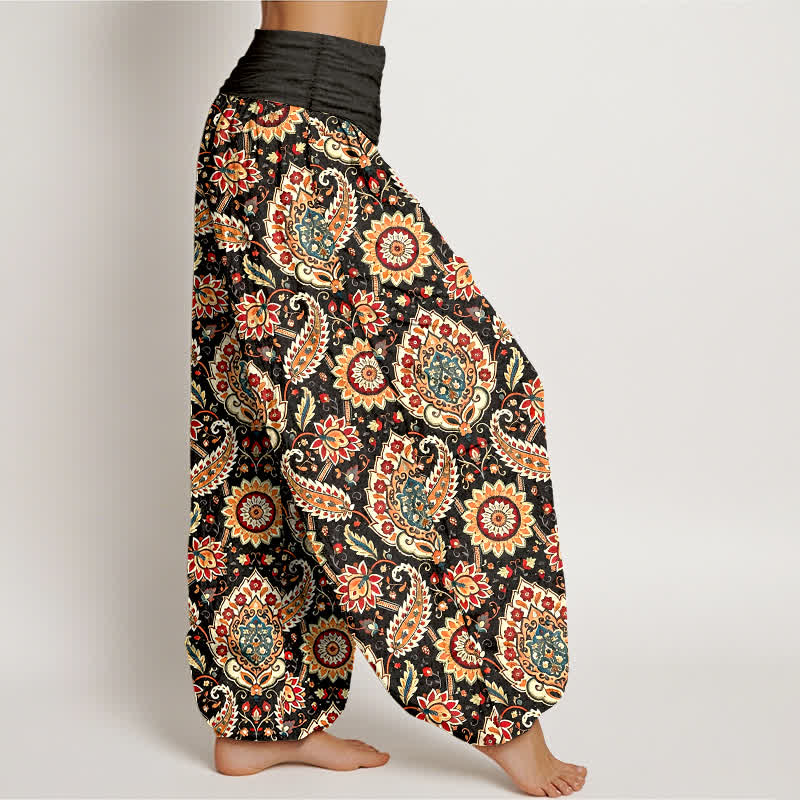 Buddha Stones Cotton Bohemian Mandala Paisley Pattern Women's Elastic Waist Harem Pants - image 1