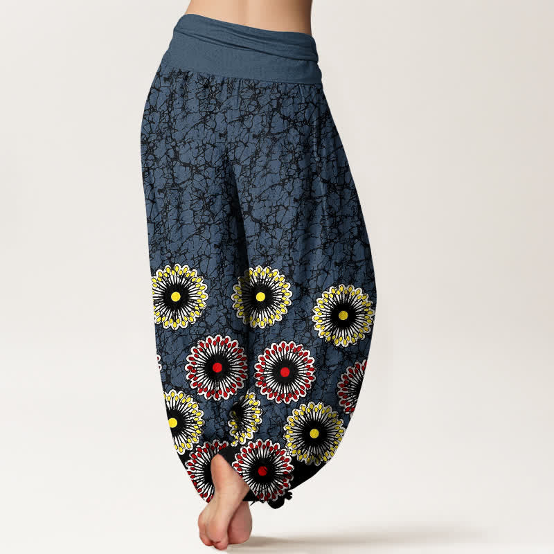 Buddha Stones Pure Cotton Sunburst Floral Pattern Women's Elastic Waist Harem Pants - image 2