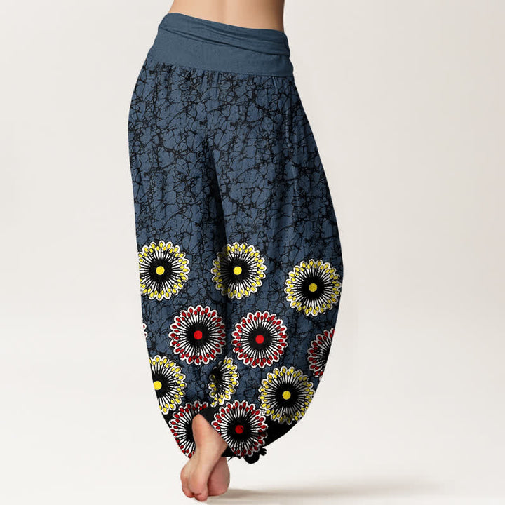 Buddha Stones Pure Cotton Sunburst Floral Pattern Women's Elastic Waist Harem Pants - image 2