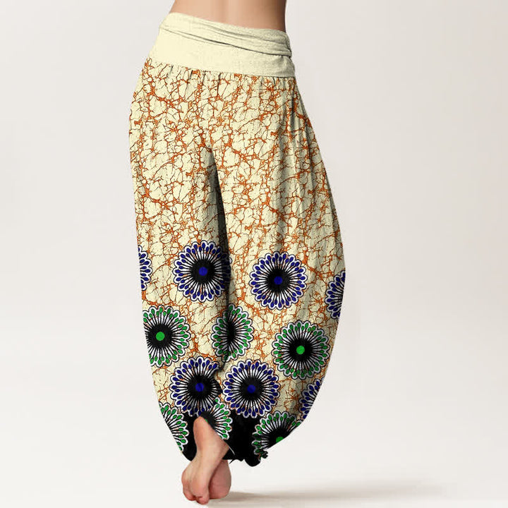 Buddha Stones Pure Cotton Sunburst Floral Pattern Women's Elastic Waist Harem Pants - image 5
