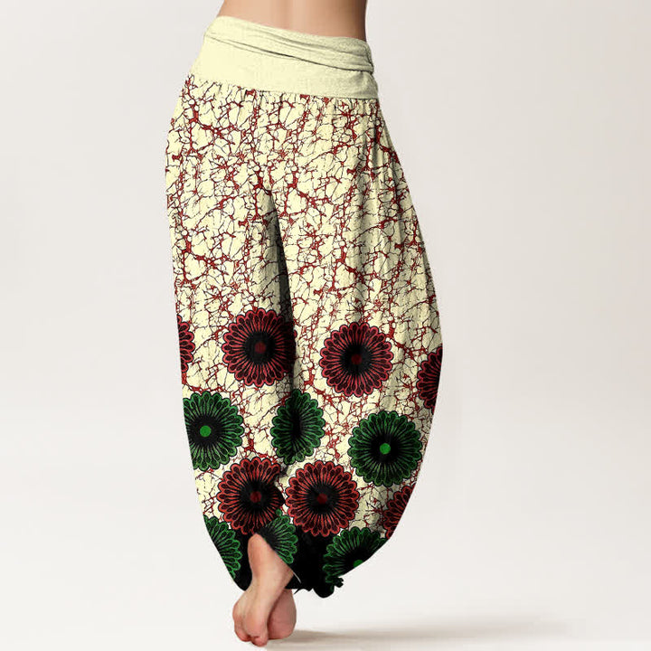 Buddha Stones Pure Cotton Sunburst Floral Pattern Women's Elastic Waist Harem Pants - image 8