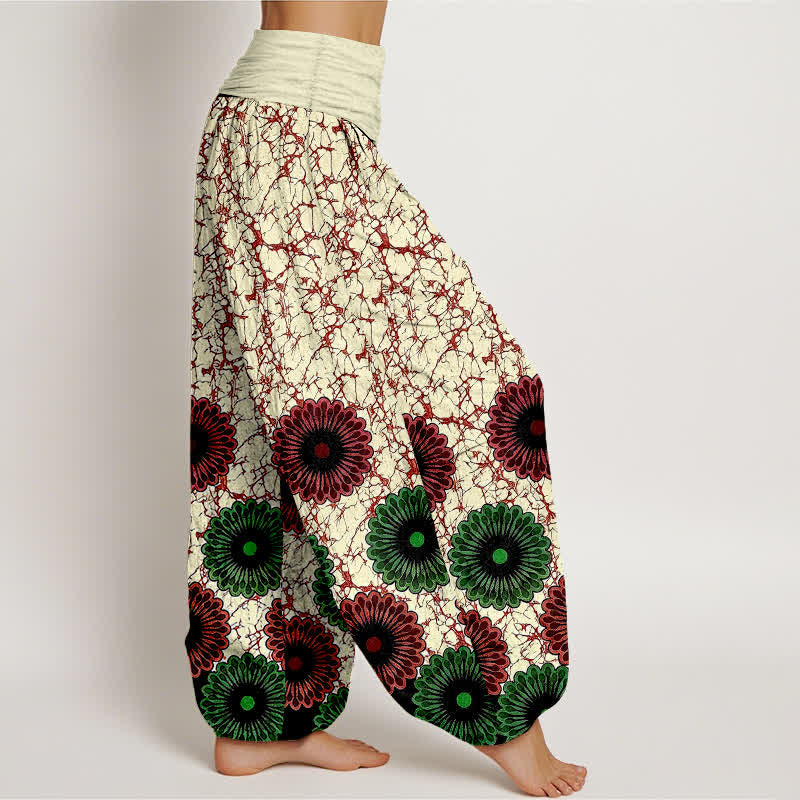 Buddha Stones Pure Cotton Sunburst Floral Pattern Women's Elastic Waist Harem Pants - image 7