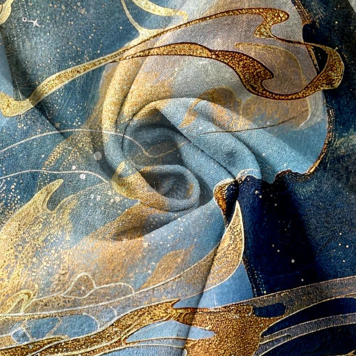 Buddha Stones Pure Cotton Fairy Golden Moon Cloud Landscape Pattern Women's Elastic Waist Pants With Pockets - image 2