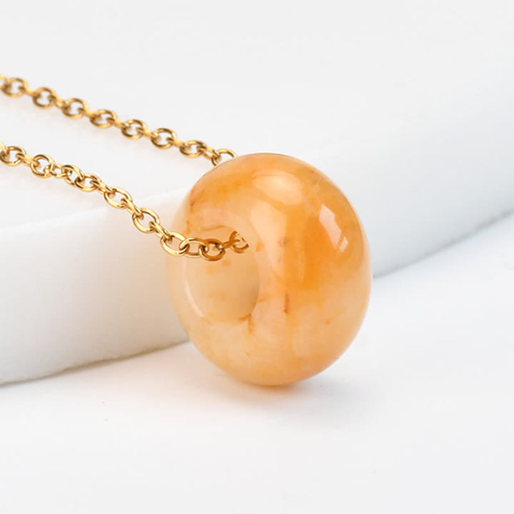 Buddha Stones Natural Rose Quartz Green Aventurine Round Crystal Healing Necklace - Natural Topaz(Color May Vary) - image 12