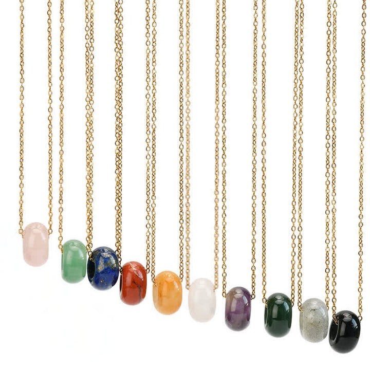 Buddha Stones Natural Rose Quartz Green Aventurine Round Crystal Healing Necklace - image 24